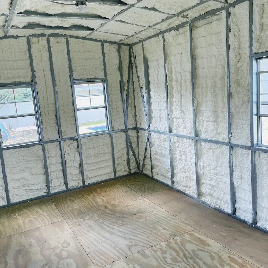 Closed-cell spray foam insulation applied to wall cavities in a residential project in Croton-on-Hudson